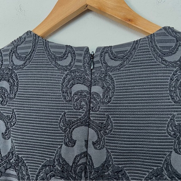 Vintage 90s Y2K Brocade Print Stretchy Knit Bodycon Mini Dress Gray Size Small - Picture 4 of 7